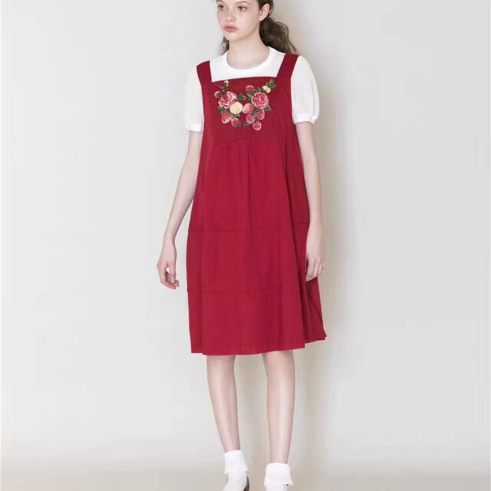 Jane Marple strawberry embroidery Sundress